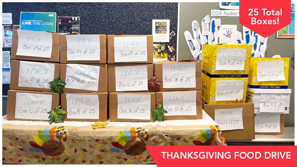 Collected donations for 25 Thanksgiving food baskets