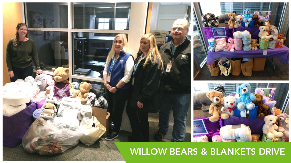 donate bears and blankets to Willow Domestic Violence Center