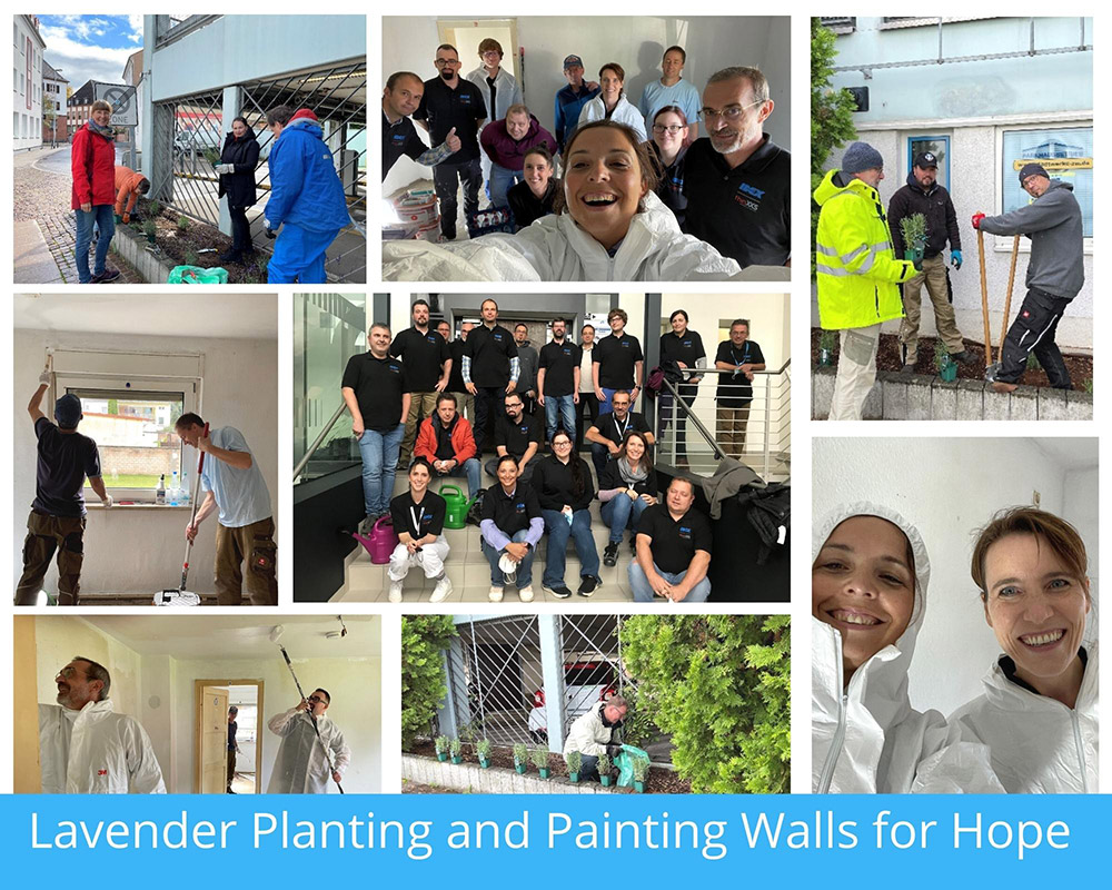 our Zweibrücken team plants lavender bushes and participates in Painting Walls - Giving Hope
