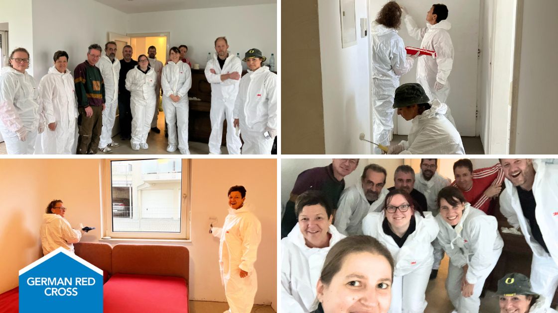 thinXXS employees volunteer in red cross event to help paint apartments for children in need 