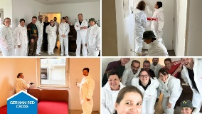 thinXXS employees volunteer in red cross event to help paint apartments for children in need