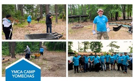 IDEX Health & Science employees posing for a photo during a clean up day at YMCA's Camp Yomechas