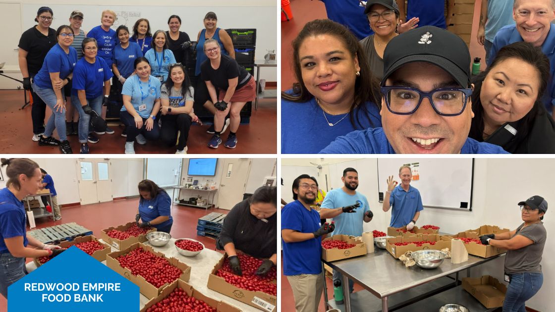 Employees volunteer at Redwood Empire Food Bank