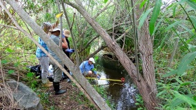 IDEX Health & Science team monitoring lagoon