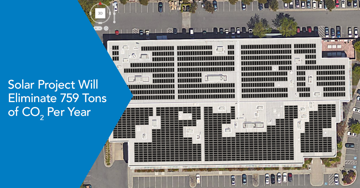 rendering of rooftop solar project at our Rohnert Park facility