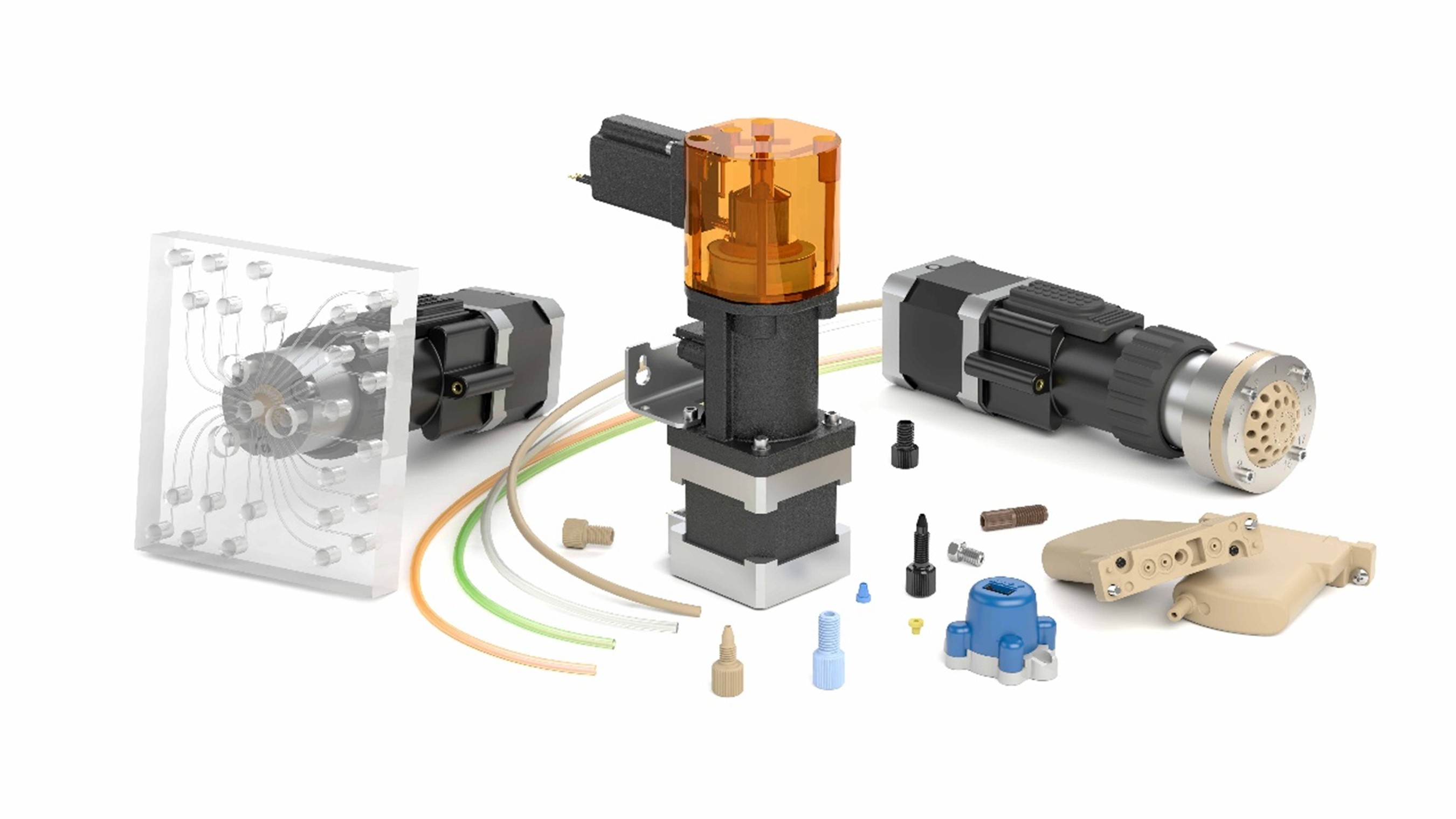 IDEX Health & Science valve assemblies, tubing, fittings, degassers, and sensor