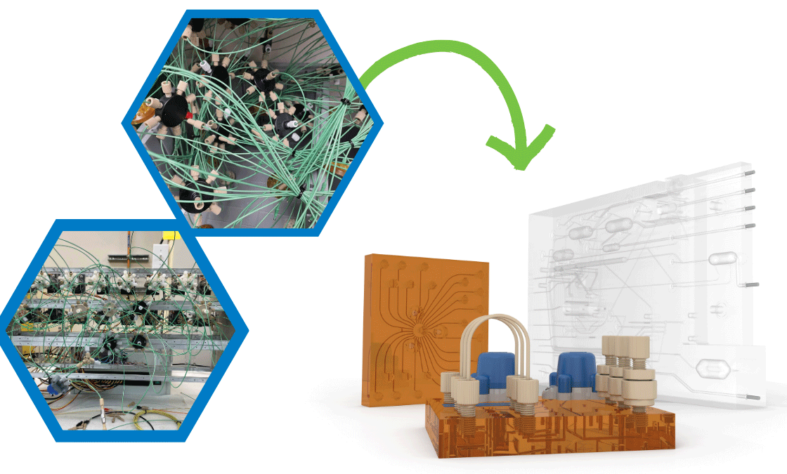 before and complex versus after and simplified manifold set up