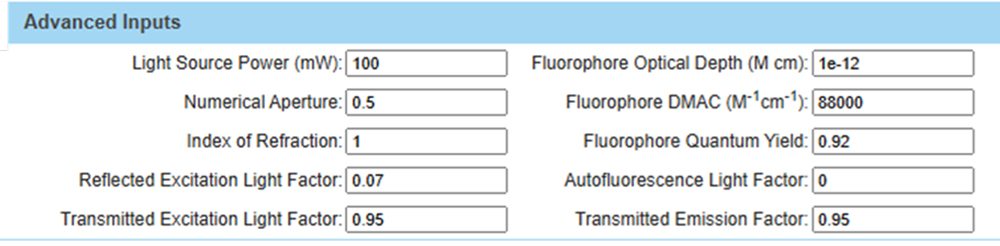 Figure 5: Detailed view of the Advanced Inputs section.