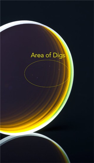 area of digs on an optical filter