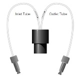 back pressure regulator with inlet and outlet tubes labeled