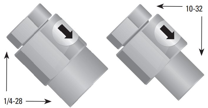 Biocompatible Inlet/Outlet 1/4-28 and 10-32 Inline Check Valve