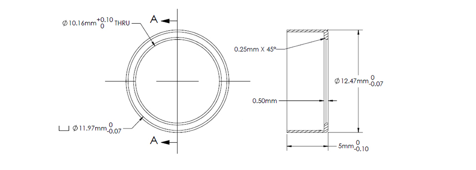 12.5mm x 5.0mm filter housing drawing