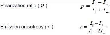 polarization ratio” ( p ) and “emission anisotropy” ( r )