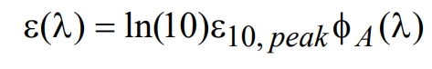 equation to define extinction coefficient spectral profile