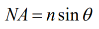 numerical aperture microscope objective equation